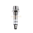 10Pack 8mm 24V Green LED Panel Metal Indicator Light Dash Pre-Wired LED