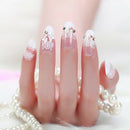 24Pcs Acrylic design french nail full cover nail tips false art crystal diamon,a