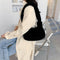 Women Fluffy Shoulder Bag Solid Plush Handbags Female Winter Totes (Black)