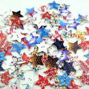 100x Star 2-holes Wooden Buttons for Sewing Kids Craft Christmas Decoration