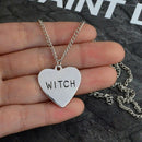 Love Heart Pendant Witch Letter Halloween Necklace Women Party Jewelry Gift