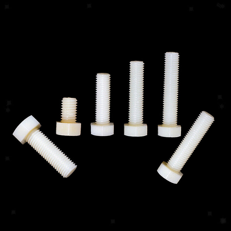 50pcs M5x25mm Plastic Screws Head Cap Hex Bolts Hexagonal Screws White