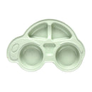 Baby Kids Food Dish Tray Plate Food Meal Dinner Bowl with Compartment Green