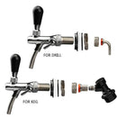 2 In 1 Beer Tap, With Flow Control, Black Handle Lever and Liquid Ball Lock