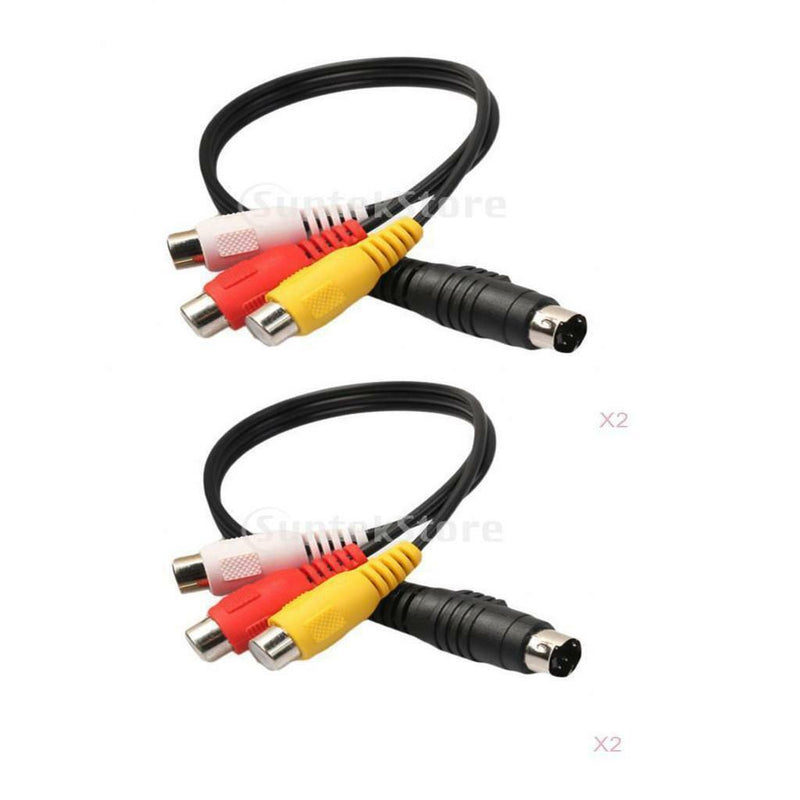 2 Pack 4 Pin S-Video to 3 RCA Female TV Audio Video Adapter Cord for Laptop
