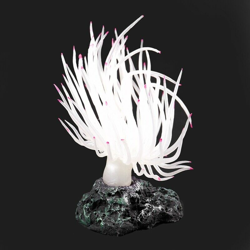 Silicone Aquarium Underwater Artificial Grass Plant 4-inch High White