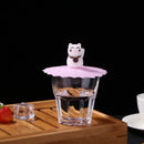 Silicone Cup Lid Transparent Heat-resistant Dustproof Reusable (Money Cat) A