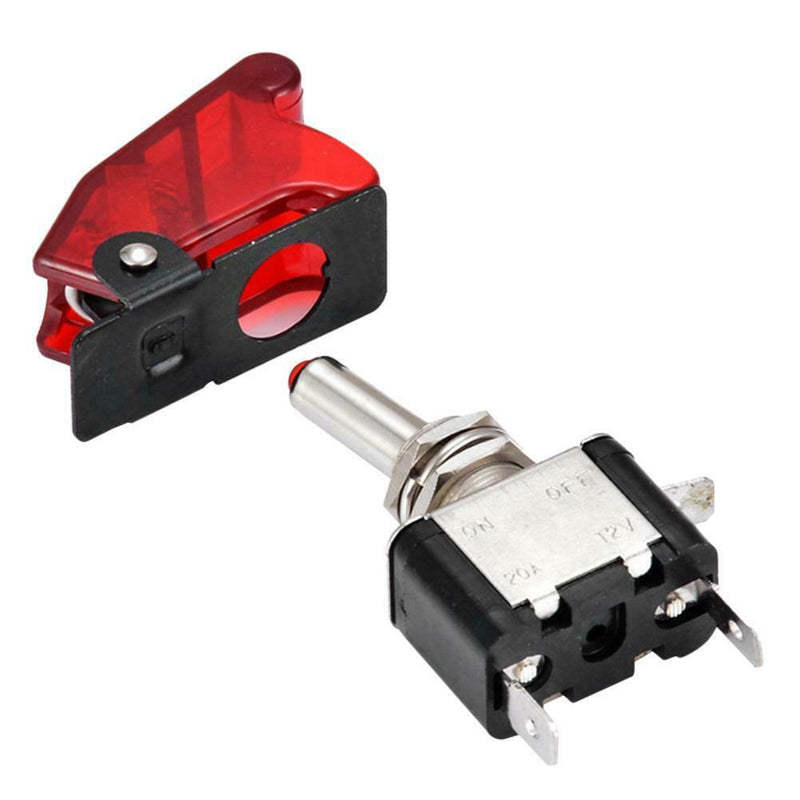 Car Illuminated LED Toggle Switch Control ON/OFF+Aircraft Missile Cover (A)