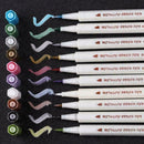 10Colour Metallic Art Marker Fine Liner Coloring Brush Pens Craft School Y W1U4