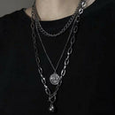 Metal Ball Coin Pendant Multi-layer Punk Casual Long Chain Necklace Jewelry G 3C