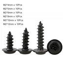 60Pcs M2* 4-12mm Phillips Pan Head Washer Self Tapping Screws kits Zinc Black