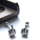 1PC Middle Finger Gesture Tongue Barbell Stud Piercing Rings Body Jewelr Gw