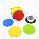 7pcs Silicone Round Coaster Cup Holder Glass Cushion Non-slip Mat,Black
