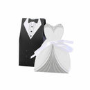 100pcs Bride and Groom Dress Candy Box Tuxedo Ribbon Party Wedding Favors Decor