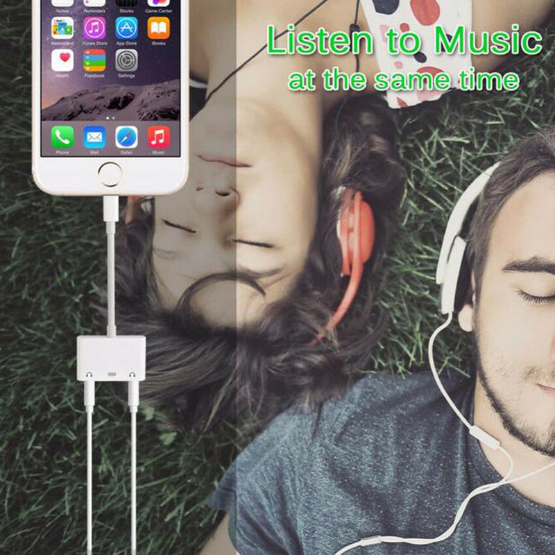 3in1 Dual Audio earphone Adapter Charging Splitter Cable for iPhone7,7 Plus,8 X