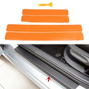 4Pcs Orange car door sill scuff  pedal protect carbon fiber stick OZ