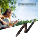 Guitar Strap Leather Nylon Adjustable Strap for Acoustic Guitar Bass Black