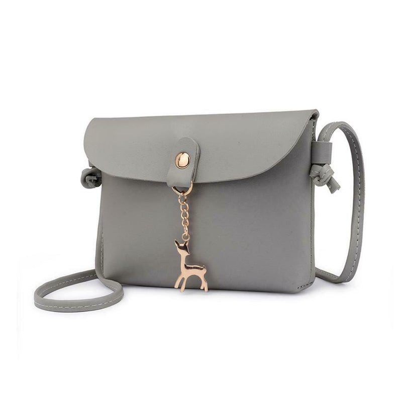 Simple PU Women Casual Shoulder Bags Pure Messenger Phone Handbag/Grey