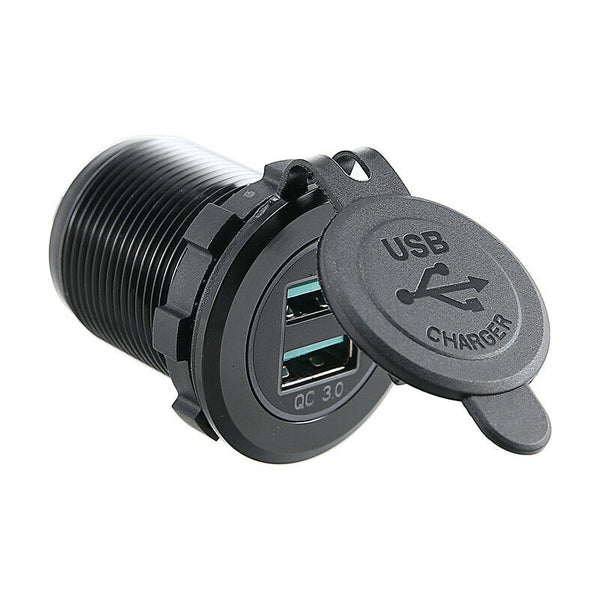 For Car Boat Truck QC3.0 Dual USB Fast Charger Adapter Socket Power Outlet 12V
