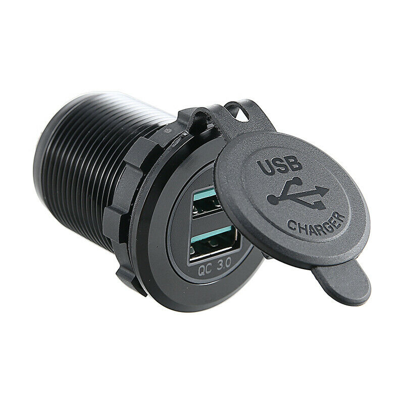 For Car Boat Truck QC3.0 Dual USB Fast Charger Adapter Socket Power Outlet 12V