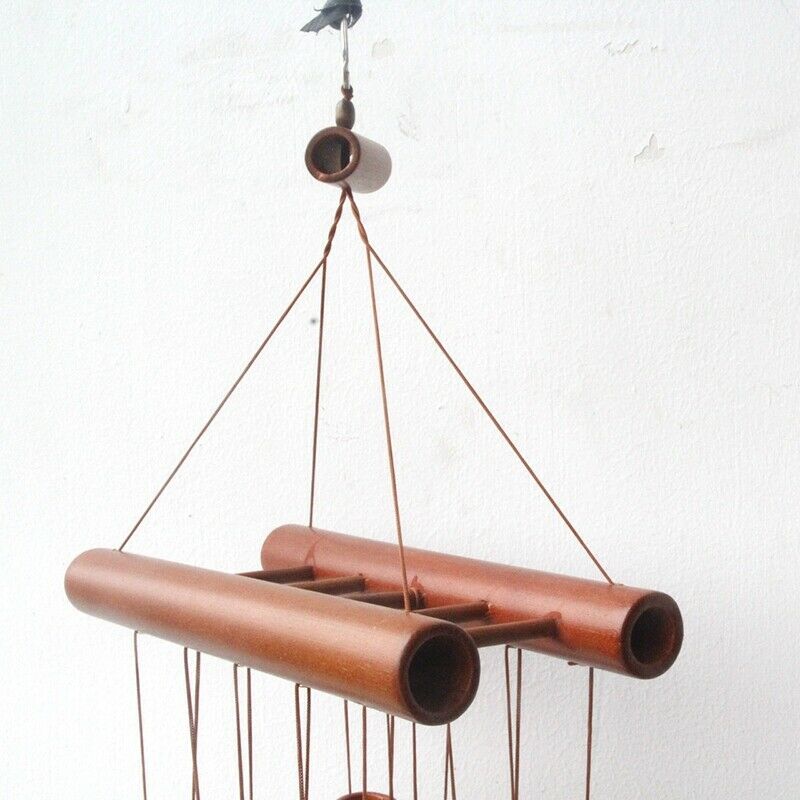 Hand-Crafted Bamboo Tubes Wind Chimes Hollow Tuned Music Natural Bamboo Win