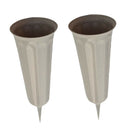 2Pcs Duck Brand Green Plastic Cemetery Memorial Grave Flute Flower Vases