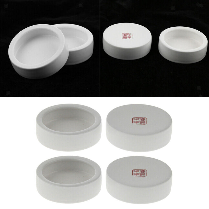 4Pcs Ceramics Reptile Rock Food and Water Dish (White 6.7x2cm)
