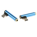 2X TypeC Male to 3.5mm Headphone Female AUX Adapter Converter Blue