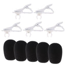 5 Pack 6mm Lavalier Lapel Tie Clip with 5 Pack Windshield Foam Soft Sponge