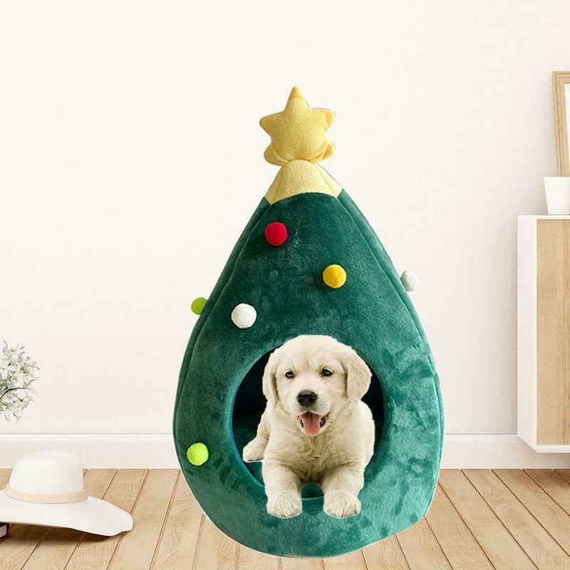 Xmas Tree Shape Pet Nest Winter Warm Kitten Cat House Sleep Bed Pet Product