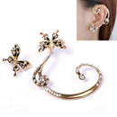 1Pair Lady Butterfly Ear Cuff Punk Clip Crystal Rhinestone Earring Partydecor JR