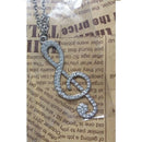 Crystal Chain Necklace Pendant Treble Clef Music Note Long Necklace for wom Y6F4