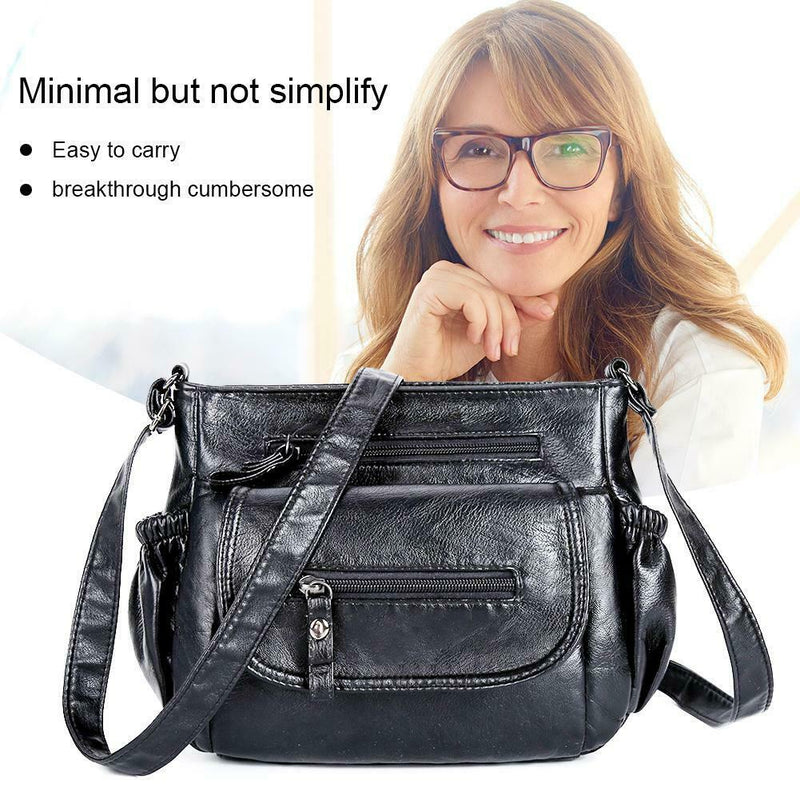 Fashion Shoulder Messenger Bags Leather Soft Crossbody Bags Multi-pocket Purse