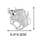 Cattle Brooch Jewelry Rhinestone Crystal Bull Cow Animal Brooches Metal SEAU