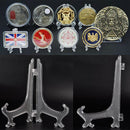 10 Coin Capsule Case Challenge Badge Medal Mini Cards Display Easel Stand Holder