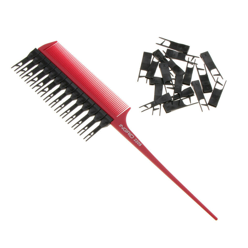 Salon Weaver Highlighting Foiling Hair Comb Coloring Dyeing Tint Brush Wine Red