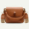 Women Fashion Wide Shoulder Messenger Bag PU Leather Retro Handbag (Brown) A
