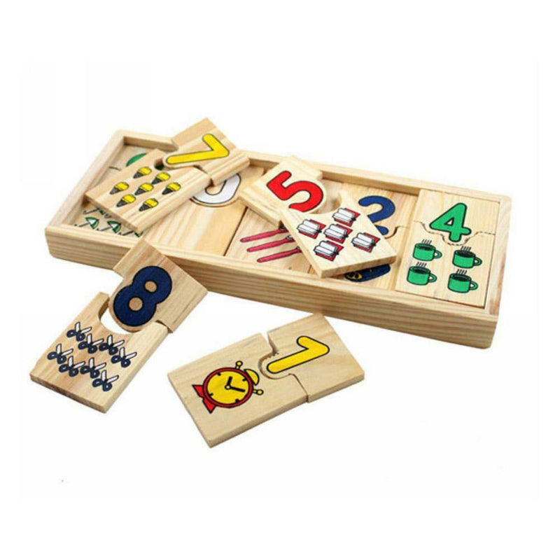 Wooden Count Geometric Shape Cognition Match Baby Early Education Math Toys