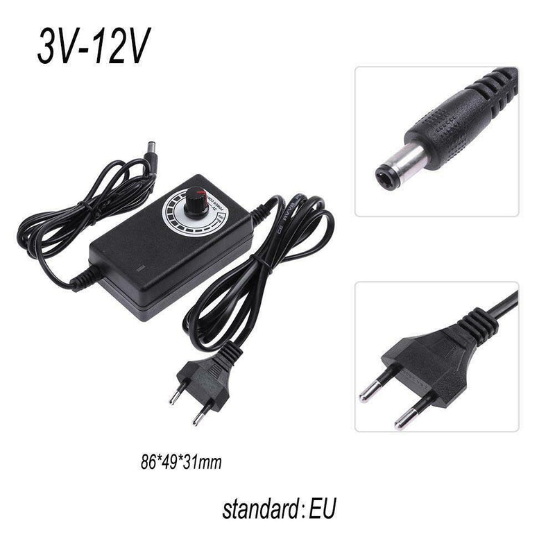 AC to DC Adapter 3-12V 2A Adjustable Power Supply Motor Speed Controller EU