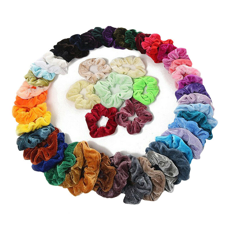 50x Womens Velvet Hair Bands Elastic Strong Hold Hair Accessories Scrunchie