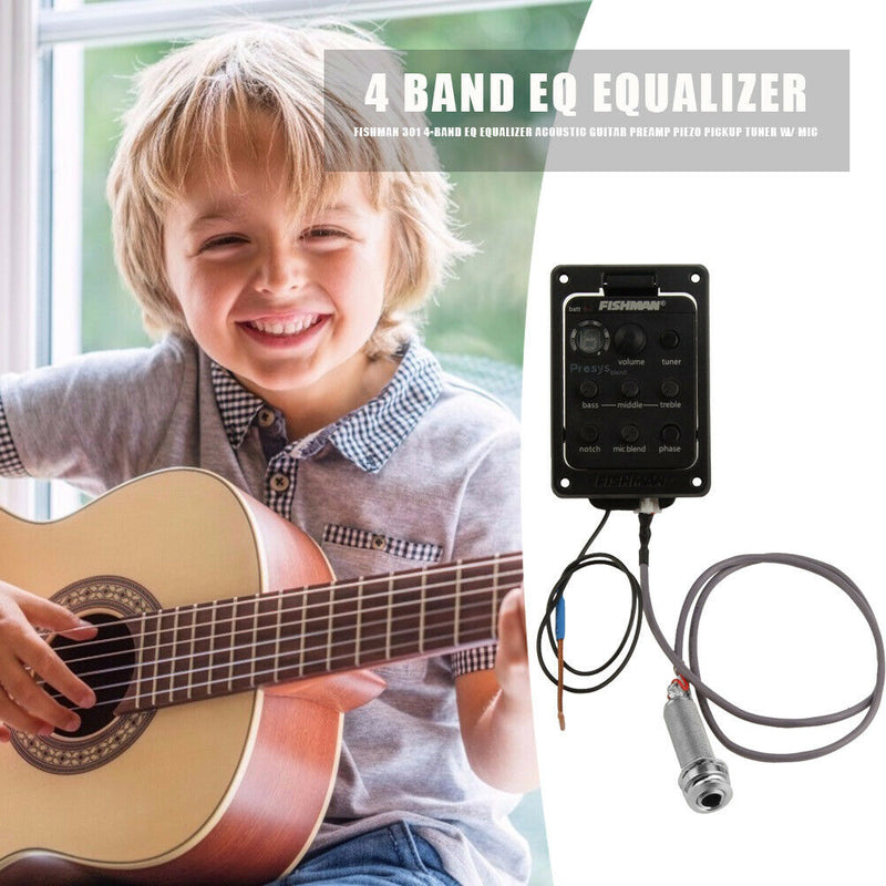 Fishman 301 4-Band EQ Equalizer Guitar Preamp Piezo Pickup Tuner with Microphone