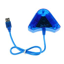 For PlayStation PS2 PSX To PC USB Dual Controller Converter Adapter Cable - Blue