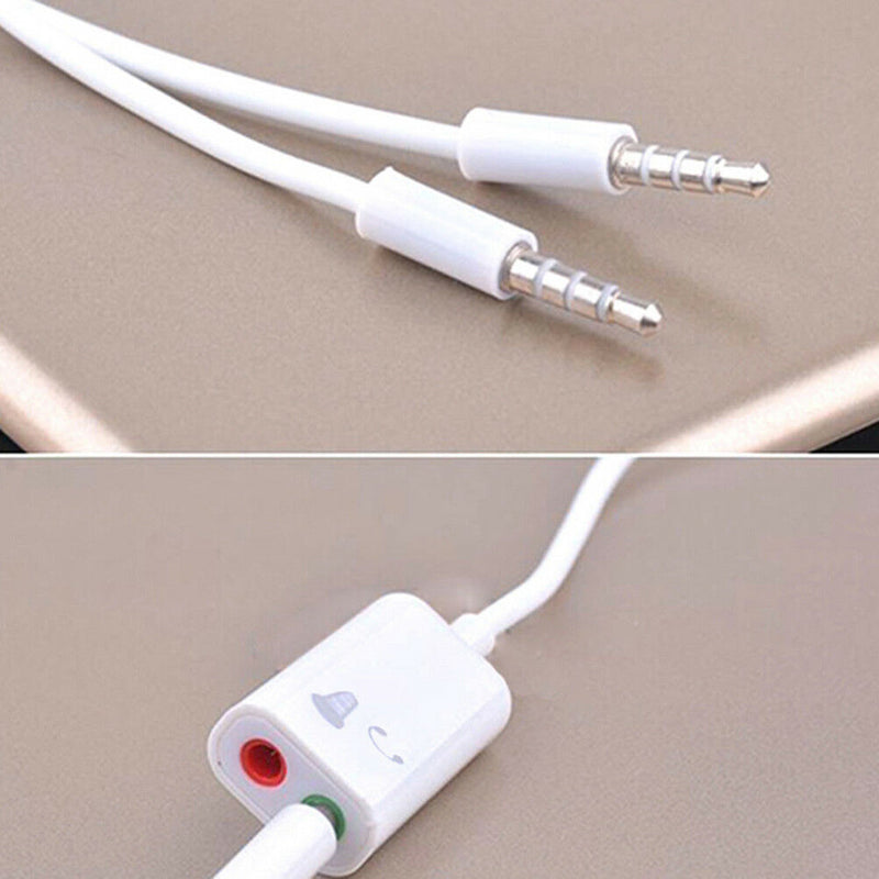 3.5mm Audio headset mic splitter cable adapter for headset earphone phone ON