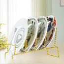 Iron Display Easel China Bowl Dish Plate Holder Organizer Rack Black 3 Grids