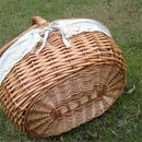 Handmade Wicker Basket with Handle, Wicker Camping Picnic Basket with Doubl N4P5