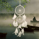 White Dream Catcher Circular With Feathers Wall Hanging Decoration Decor Craft3C