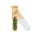 Test Tubes Pin Brooch With Crystals Science Chemistry Flasks Pin Button Med N7D1
