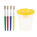 5 Pcs Paint Cups with Lids No Spill Paint Cups with Paint Brushes for Kids,