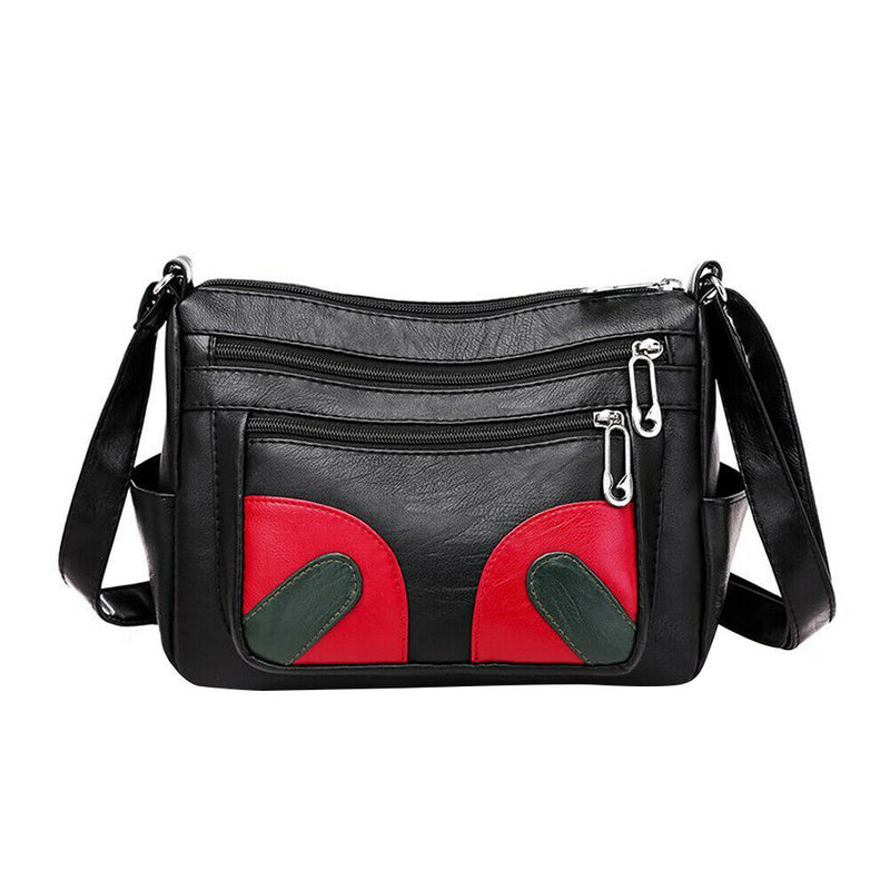 Retro Mummy Leather Flower Shoulder Totes Women Multi-zipper Crossbody Bags