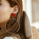 Fashion Women Love Heart Big Circle Pendant Stud Earrings Statement Jewelry Gi,a